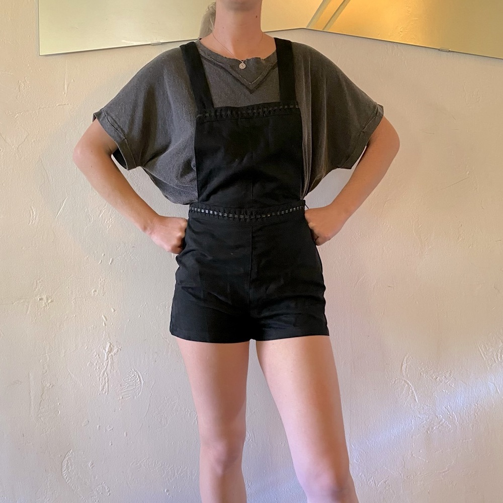 H&M | black suede overalls | Size 6